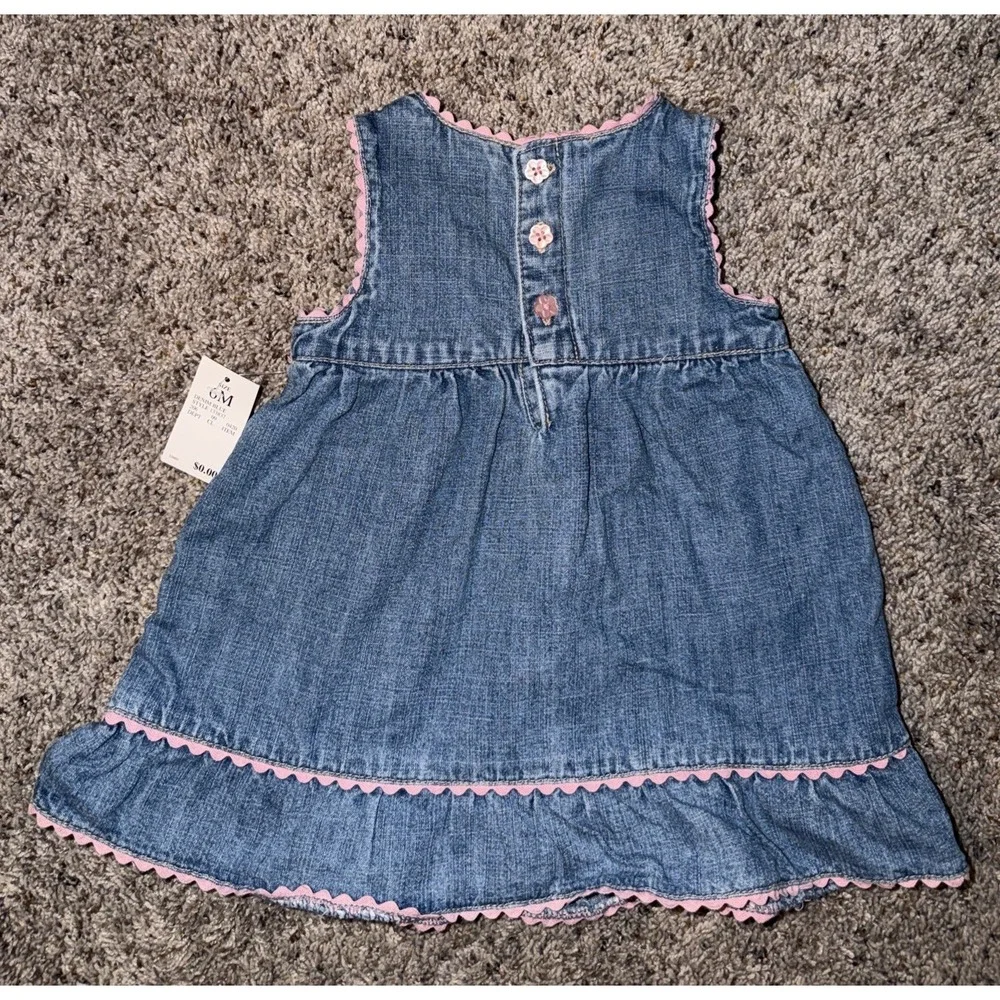 Y2K Genuine Baby OshKosh 6M 3Pc Denim Jumper Pink Top Tights‎ Set NWT Target